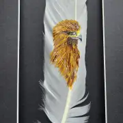 Golden eagle painted on a goose feather image 1