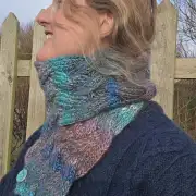 Hand Knitted button scarf image 4