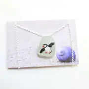 Painted sea glass necklace image 1