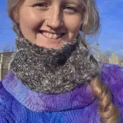 Hand Knitted, hand spun cowl image 5