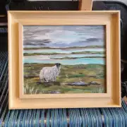 Original acrylic of ewe and lamb framed image 1