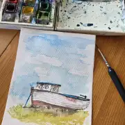 Mini original Watercolour of a boat image 2