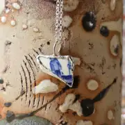 Pottery Glass Necklace Stained Glass Effect image 1