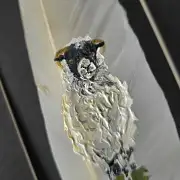 Sheep painted on a goose feather image 3