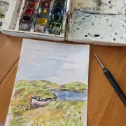 Mini original Watercolour of a boat image 2