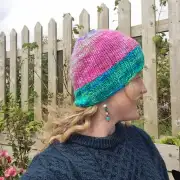 Hand Knitted hand dyed merino hat image 2