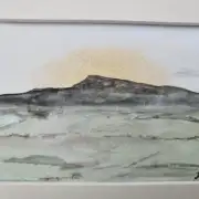 Mini Original Watercolour of a mountain sunrise image 2