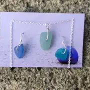 Sea Glass Necklace and Earrings image 1