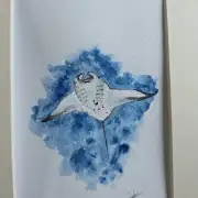 Mini Original watercolour of a manta ray image 2