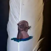 Otter painted on a goose feather image 2