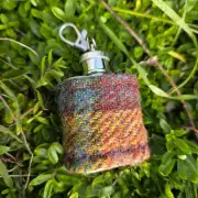 Hipflask keyring with Harris Tweed cover image 1
