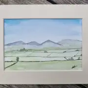 Mini Original Watercolour of Cumbrian mountains image 1