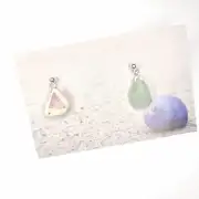 Sea Glass and pottery stud earrings image 1