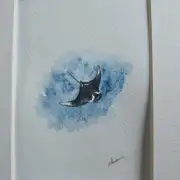 Mini Original watercolour of a manta ray image 2