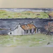 Mini original Watercolour of a ruined house image 1