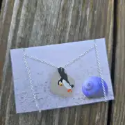 Painted sea glass necklace image 1