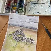 Mini original Watercolour of a ruined house image 2
