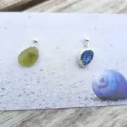 Sea Glass and pottery stud earrings image 1