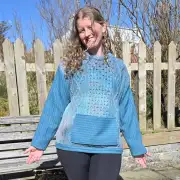 Hand dyed jumper with tweed sleeves and pocket image 4