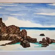 Large Original watercolour of tolsta stacks image 1