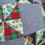 Harris tweed and vintage quilt squares cushion cover image 2