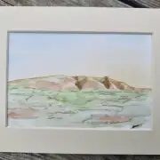 Mini original watercolour of sunrise over blencathra image 1