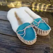 Suede and Tweed Slippers - luskentyre green, wool collar image 7