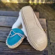 Suede and Tweed Slippers - luskentyre green, wool collar image 2