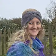 Hand Knitted hand dyed camel headband image 1