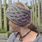 Hand Knitted heather tones celtic headband/cowl image 4