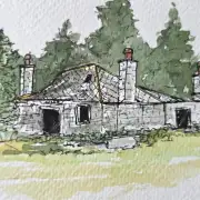 Mini Original Watercolour of a ruined house image 2
