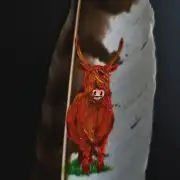 Heiland coo painted on a buzzard feather image 1