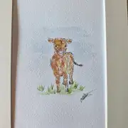 Mini Original watercolour of a heiland coo image 1