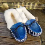 Suede and Tweed Slippers - Rockpool, wool collar image 3