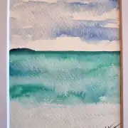Mini original Watercolour of a seascape image 1