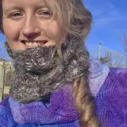Hand Knitted, hand spun cowl image 2