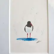Mini Original Watercolour of an oystercatcher image 1
