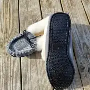 Suede and Tweed Slippers - winter check, wool collar image 2