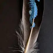 Seahorse painted on a goose feather image 2