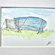 Mini original watercolour of two boats image 1