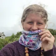 Hand Knitted hand dyed merino neckwarmer/headband image 2