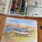 Mini original Watercolour of a boat image 2