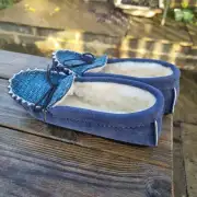 Suede and Tweed Slippers - Navy Sea image 5