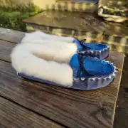 Suede and Tweed Slippers - Rockpool, wool collar image 6