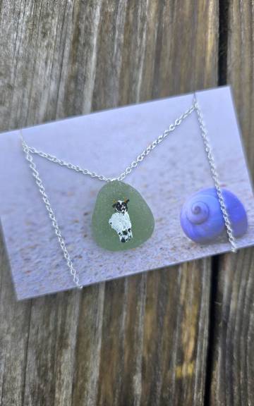 Painted sea glass necklace