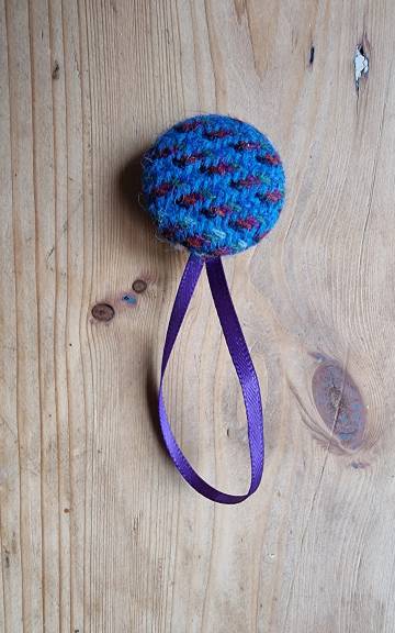 Tweed Button Christmas Tree Ornament - 5 2