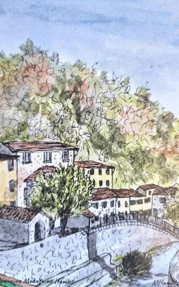 Apennine mountains hamlet print