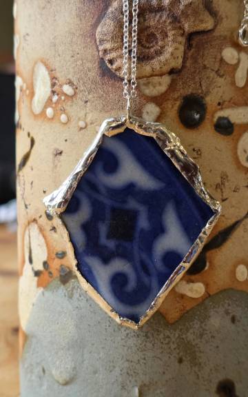 Pottery Glass Necklace Stained Glass Effect