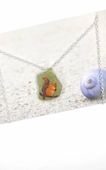 Painted sea glass necklace