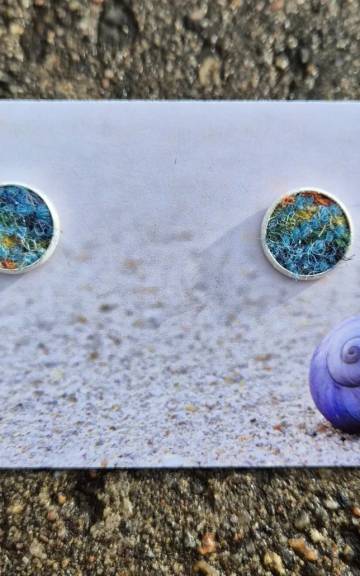 Two Sisters Tweed stud earrings